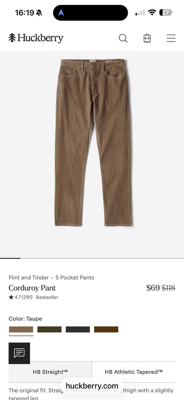 Flint And Tinder Men’s Taupe Corduroy Pants Size 30x32